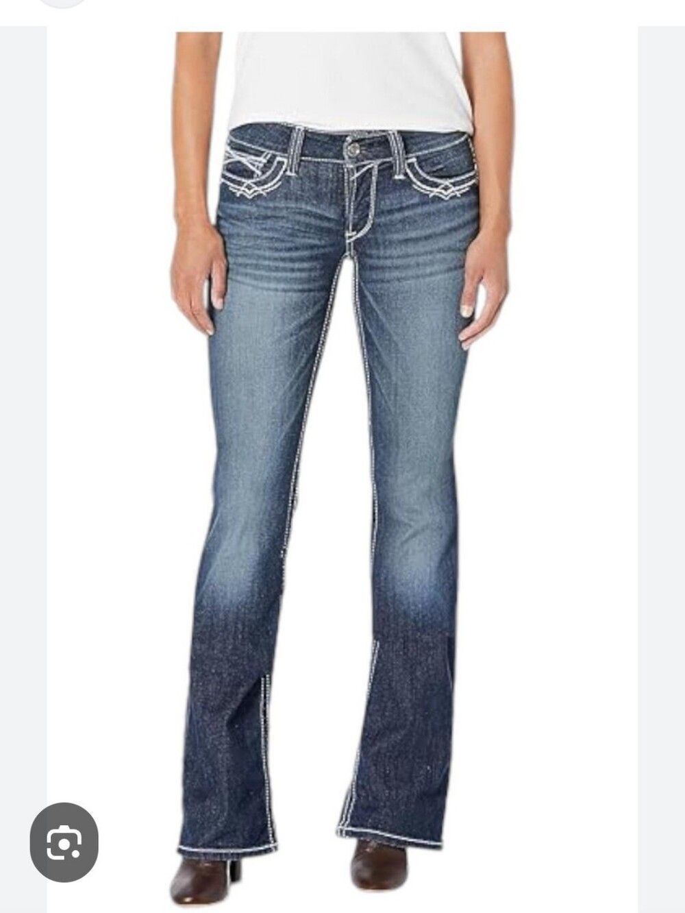 Ariat Real Demin Women’s Blue Denim Jeans with Contrast Stitching size 27